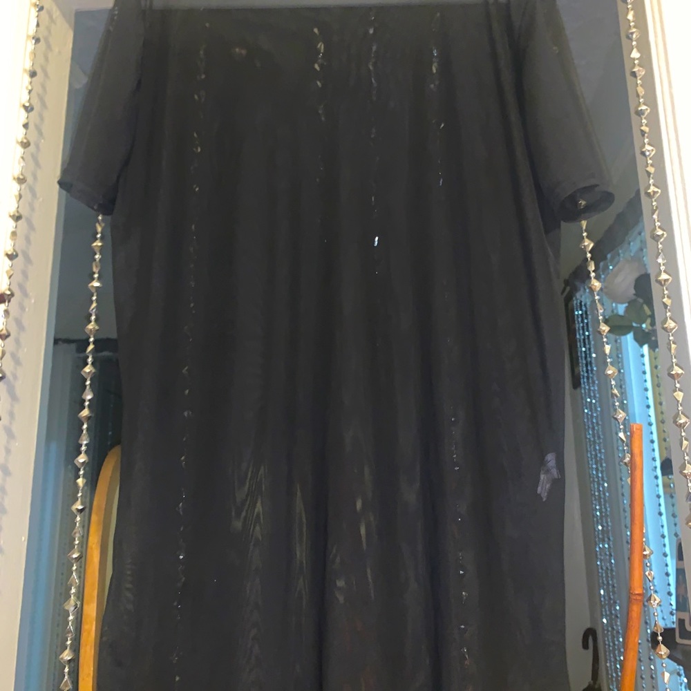All black sheer oversized blouse